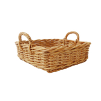 Panier en rotin Kubu gris blanc massif, écologique, naturel, pour usage alimentaire