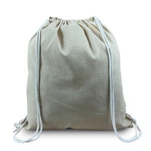 กระเป๋าเป้สะพายหลังผ้าฝ้ายสีครีมเชือกรูดน้ำหนักเบากว้างขวางและทนทานถุงกระสอบที่มีการพิมพ์สดในขณะนี้นำมาใช้ใหม่สำหรับชายหาด - Product Image 5