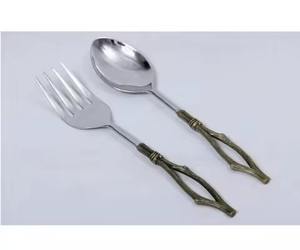 Ensemble de service à salade en acier inoxydable Couverts de restaurant de mariage Outil à salade cuillère et fourchette de service - Product Image 2