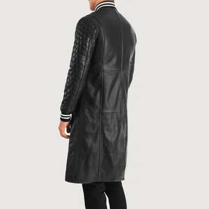 Wilde <b>Men's</b> <b>Black</b> Leather Varsity Coat - Product Image 5