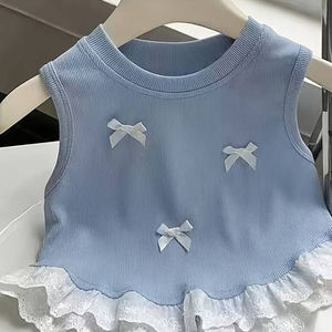 T-shirts d'été pour filles, de haute qualité, décontractés, unis, sans manches, col rond, doux, respirants, respectueux de la peau - Product Image 3