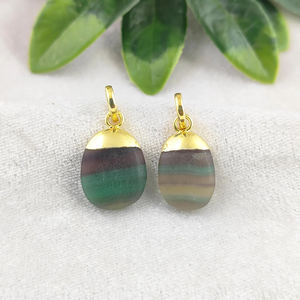 Colgante caído de fluorita arcoíris 14-18mm oro galvanizado forma Irregular joyería única collares para niños al por mayor - Product Image 1