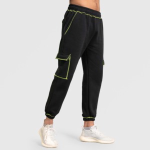 Sporty Black-Green Joggers XL Size Lightweight <b>Woolen</b> Fabric Zipper Decoration Waterproof Golf Pants for Spring Summer Spandex - Product Image 3