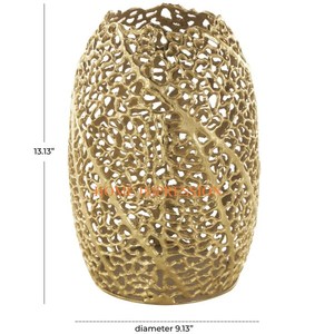 Design moderne Vases à fleurs en forme de feuille en aluminium poli doré Pot de décoration de luxe pour événements de mariage Nouveau style de vases à fleurs en métal - Product Image 6