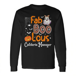 Camiseta de manga larga de Halloween para gerente de cafetería Fab Boo Lous, unisex, para adultos, con cuello redondo, impresión digital, promocional - Product Image 2