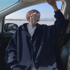 เสื้อฮู้ดผู้ชายเสื้อครอปมีฮู้ดแขนยาวแนวสตรีทปักซิปรูดแบบว่างเปล่าโลโก้ออกแบบได้ตามต้องการ - Product Image 2