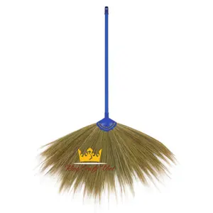 Vietnam Traditional Grass Broom Witch Broom Handmade Broom Bamboo Stick Embroidered Woven Nylon Sweeper Grass Rainbow Color