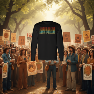 T-Shirt a Maniche Lunghe 'Agente del Cambiamento' Stile Retrò Anni '70 per Uso Promozionale - Product Image 3