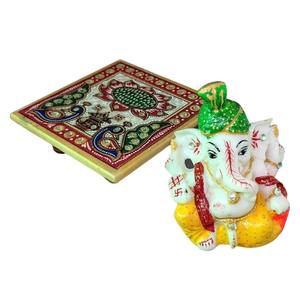An Amazing Showpiece of Ganesha Sitting on a ChowkiAn - Product Image 3