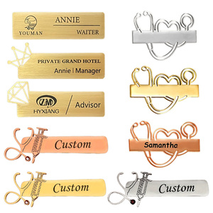 Tùy chỉnh hình kim loại rỗng nameplates Laser khắc Kinh Doanh ID huy hiệu Tim tai nghe phác thảo cho khách sạn nhà hàng nhân viên hoặc nhãn - Product Image 1