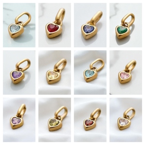 Oro Vermeil Tiny Blue Topaz Cuarzo Gemstone Heart Charm Pendant - Collet Gemstone Chunky Pendant para mujer-Valentin - Product Image 3