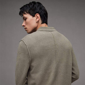 เสื้อเจอร์ซีย์สีพื้นสำหรับผู้ชาย, เสื้อคอปกเสื้อแขนสั้นระบายอากาศเป็นมิตรกับสิ่งแวดล้อมกระดุมสไตล์สตรีท - Product Image 3