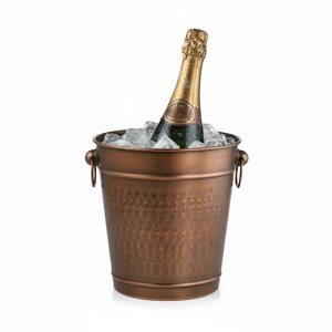 Seau à glace en métal de qualité supérieure avec poignée, finition argent antique, seaux à champagne, refroidisseurs à vin et à bar - Product Image 2