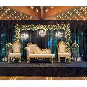 LoveSeat et chaise en or blanc pour la scène de mariage ensemble de canapés de Style italien pour la scène de mariage ensemble de canapés de scène Walima musulman pour Couple - Product Image 1