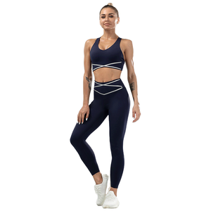 Conjunto de yoga sin costuras impreso logotipo personalizado para mujer nuevo diseño patrón sólido ropa de gimnasio fitness - Product Image 1