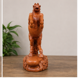 Escultura de Caballo de Madera Hecha a Mano, Figura de Animal Tallada, Artesanía Tradicional de Madera para Decoración de Mesa de Salón - Product Image 6