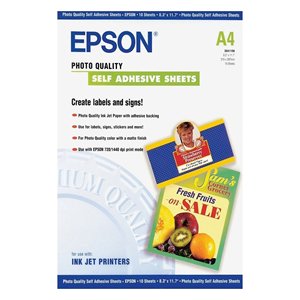 Carta Fotografica A4 (10pz) Photo Quality Ink Jet <b>Paper</b> Self Adhesive <b>Glossy</b> Surface 260g A3 for Photography Model C13S041106 - Product Image 1