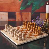 Jeu d'échecs moderne en marbre onyx fossile marron, plateau en pierre fait main, marbre naturel de qualité supérieure, pour salon, cuisine, salle à manger, jeu de société, résistant au feu
