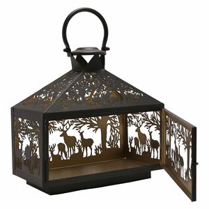Dual Tone Antelope Cutwork Metal Candle Holder <b>Lantern</b> Modern Handmade Iron/SS/<b>Brass</b> Elegant Christmas Home Decor - Product Image 2