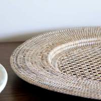 Assiette de Présentation en Bambou Faite à la Main, Écologique, Peinte à la Main, Lavable, Design Traditionnel, Motif Personnalisé pour Restaurant