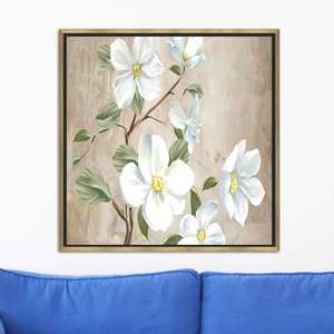 White Blossom Branch Canvas Print: Elegant Rustic Floral Wall Art,<b>GOLD</b> <b>FRAMED</b> CANVAS - Product Image 1