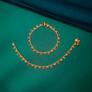 เครื่องประดับเงินแท้โบราณทำด้วยมือจากอินเดียพร้อมกำไลข้อเท้าแฟชั่นชุบทอง - Product Image 3