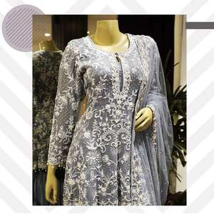 Mode féminine de qualité supérieure vêtements de mariage pakistanais modernes haut brodé en fausse Georgette Plazzo Dupatta Salwar fêtes - Product Image 3