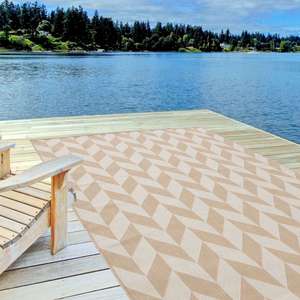 <b>Outdoor</b> Reversible Polypropylene <b>Rug</b> Modern Beige Indoor-<b>Outdoor</b> Carpet Washable Flat Weave - Product Image 6