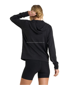 Sweat à capuche en tissu éponge pleine longueur de haute qualité pour femmes Style de Sport d'hiver nouvelle fermeture éclair haut avant Logo cordon de serrage pour la course d'automne - Product Image 3