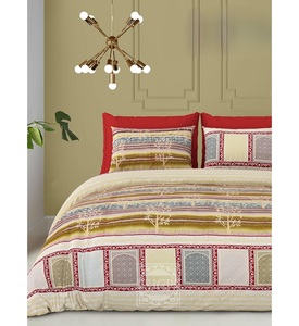 Premium Modern Gold Printed 100% Cotton King Size Bedding Set 2 Pillowcases Durable Fade/Wrinkle Resistant All-Season <b>Flat</b> Sheet - Product Image 3