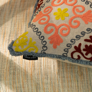 Magnifique housses de coussin brodées 18x18 housse de coussin florale housse de coussin carrée brodée décorative pour salon - Product Image 5