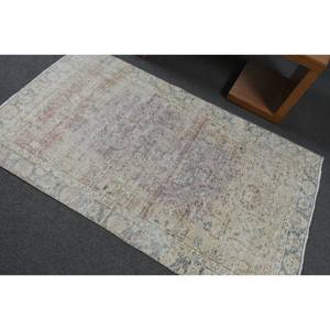 Tapis Vintage en Laine Turque 3.5ft X 6.1ft Beige Patchwork Tapis de Salon Tissage Plat avec Support en Latex - Product Image 4