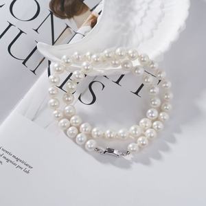 Collier de perles Akoya blanches rondes de qualité AAA avec fermoir en argent 925, classique pour femme, à porter au quotidien - Product Image 3