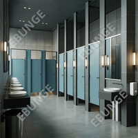 Système de cloisons de salle de bain HPL, panneau compact, cabine de toilette, cloison de salle de bain commerciale, portes de cabine