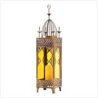 Lanterne suspendue en métal noir avec cadre miroir bleu, design moderne, écologique, faite à la main pour Noël et la maison