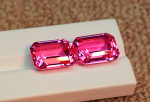 Pierre précieuse saphir rose cultivée en laboratoire Taille émeraude 14x10mm Pierre saphir rose à facettes Gemmes saphir en vrac - Product Image 5