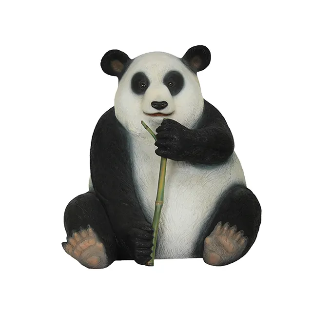 Harz skulptur Benutzer definierte Lebensgröße Panda Bären bank Statue Kunden spezifische handgemachte Safari Requisiten 3d Wildtiere Skulptur Realistisch