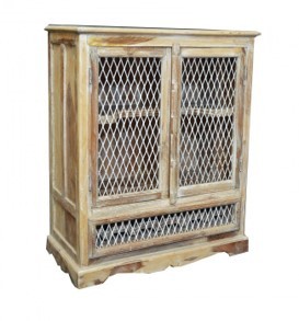 Gabinete de 2 puertas con madera Antiguo Colonial Jaali Gabinete para el hogar y la sala de estar Muebles antiguos de diseño de lujo a granel - Product Image 2