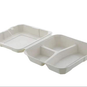 กล่องใส่อาหารแบบมีฝาปิดทำจากชานอ้อยสีขาวขนาด9x9นิ้วภาชนะใส่อาหารย่อยสลายได้เป็นมิตรต่อสิ่งแวดล้อม - Product Image 3