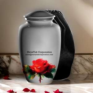 Nouvelle version urne funéraire à imprimé floral pour cendres avec couvercle urnes funéraires adultes en métal en aluminium pour pots de cendres souvenir prix bas - Product Image 2