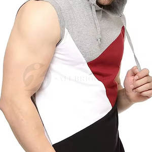 Sudaderas con capucha de hombros acanalados sin mangas teñidas lisas de invierno multicolor con embalaje personalizado sin mangas de secado rápido para hombres - Product Image 2