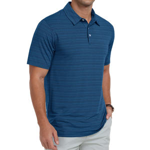 Polo à rayures horizontales avec texture en coton doux idéal pour le bureau ou les voyages décontractés - Product Image 2