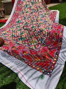 Colorido bordado Raajsthani Dupatta, bufanda, trabajo de espejo de plástico pesado Dupatta, Bandhej Dupatta, regalo para ella, recuerdo de devolución - Product Image 6