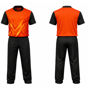 Uniforme de Cricket Naranja para Hombre, Sublimado, Transpirable, Diseño Geométrico Atractivo, Conjunto de Camiseta y Pantalones de Cricket, Ropa Deportiva Profesional para Equipos - Product Image 3