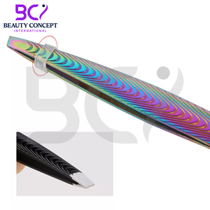 Pinzas para Cejas de Acero Inoxidable con Punta Inclinada, Personalizadas con Logotipo, Texturizadas, Duraderas, Multicolores, de Alta Calidad, del Mejor Proveedor - Product Image 4