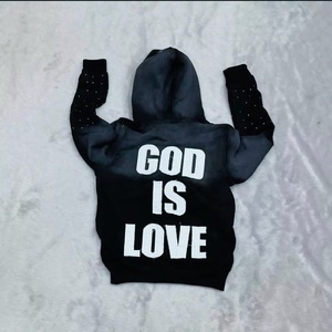 Fabricantes de ropa personalizada Impresión de pantalla Sun Faded Pullover Rahinstone Heavyweight Men Hoodies Logotipo personalizado - Product Image 3