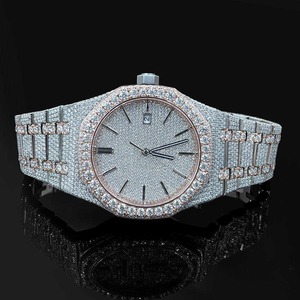 Luxury Stainless Steel Fully Mossanite Round Diamond Round Style Dial Hip Hop Style Iced <b>Watch</b> For <b>Men</b> & Women from India - Product Image 4