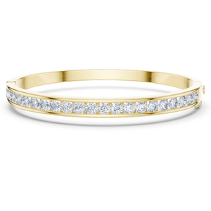 Bracelet en or jaune 14 carats avec diamant rond de laboratoire, pour femme, luxe, certifié, cadeau de mariage, anniversaire, élégant - Product Image 1