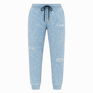 Survêtement en détresse lavé à l'acide Sky avec sweat à capuche et logo Gain ensemble de jogging unisexe Sky Streetwear - Product Image 6