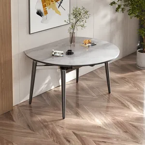 Mesa de comedor moderna multifuncional, piedra de mármol para comedor, mesa de comedor de lujo redonda de madera para el hogar para 4 6 8 12 sillas Set